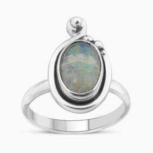 Natural Ethiopian Opal Silver Rings