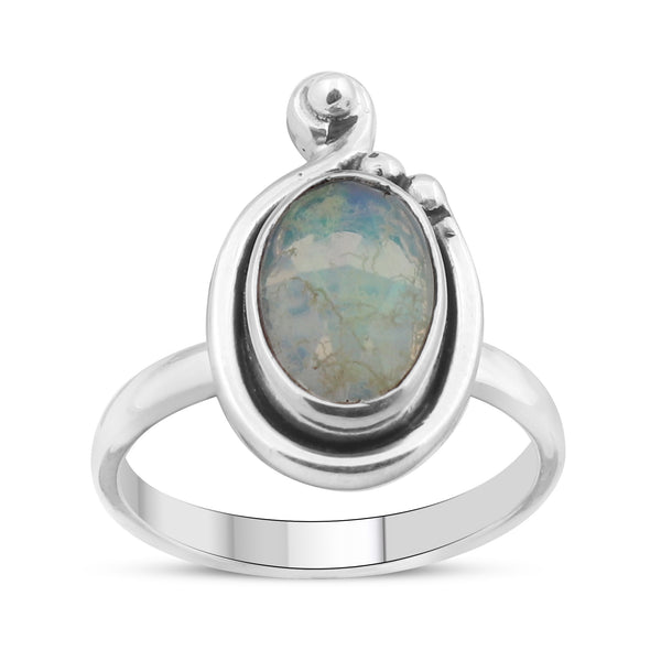 Natural Ethiopian Opal Silver Rings