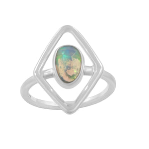 925 Sterling Silver Ethiopian Opal Ring