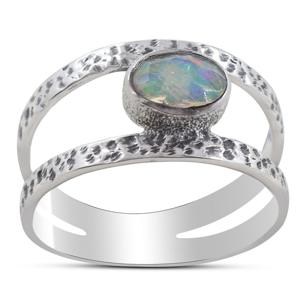 Ethiopian Opal Silver Rings