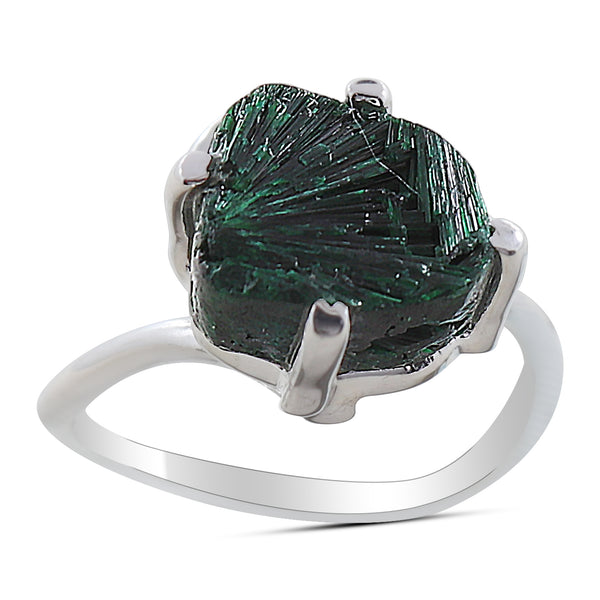 Natural Malachite Silver Rings