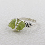 Rough Peridot Wire Wrapped Ring in 925 Sterling Silver