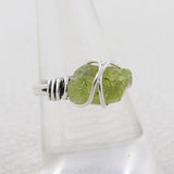 Rough Peridot Wire Wrapped Ring in 925 Sterling Silver