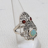 Ethiopian Opal & Garnet Silver Ring