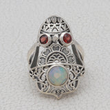 Ethiopian Opal & Garnet Silver Ring