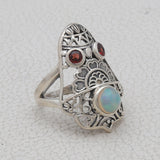 Ethiopian Opal & Garnet Silver Ring