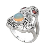 Ethiopian Opal & Garnet Silver Ring