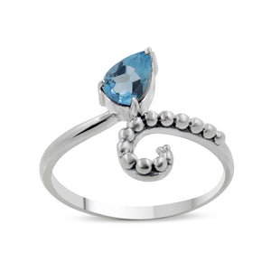 925 Sterling Silver Blue Topaz Ring