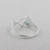 Sterling Silver Unique Geometric Ring with Blue Topaz