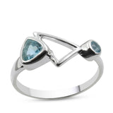 Sterling Silver Unique Geometric Ring with Blue Topaz