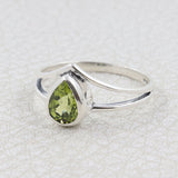 Green Peridot Ring 925 Sterling Silver Women Jewelry