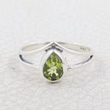 Green Peridot Ring 925 Sterling Silver Women Jewelry