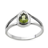 Green Peridot Ring 925 Sterling Silver Women Jewelry