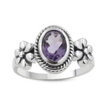 Purple Amethyst Designer 925 Sterling Silver Flower Ring