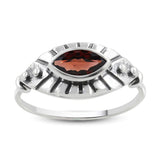 Natural Garnet Marquise Cut 925 Sterling Silver Ring