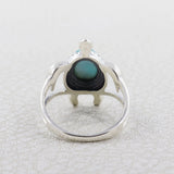 Turtle Ring with Larimar 925 Sterling Silver Nautical Beach