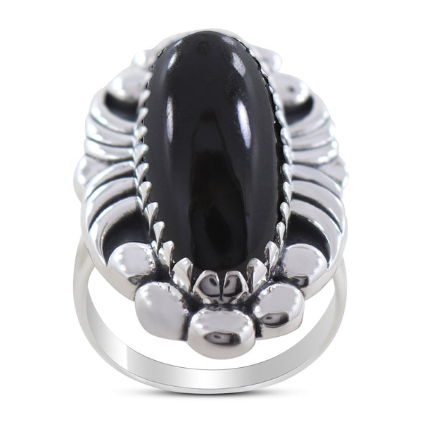 Black Onyx Silver Rings