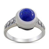 Natural Rainbow Moonstone Silver Ring