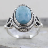 925 Sterling Silver Larimar Designer Ring