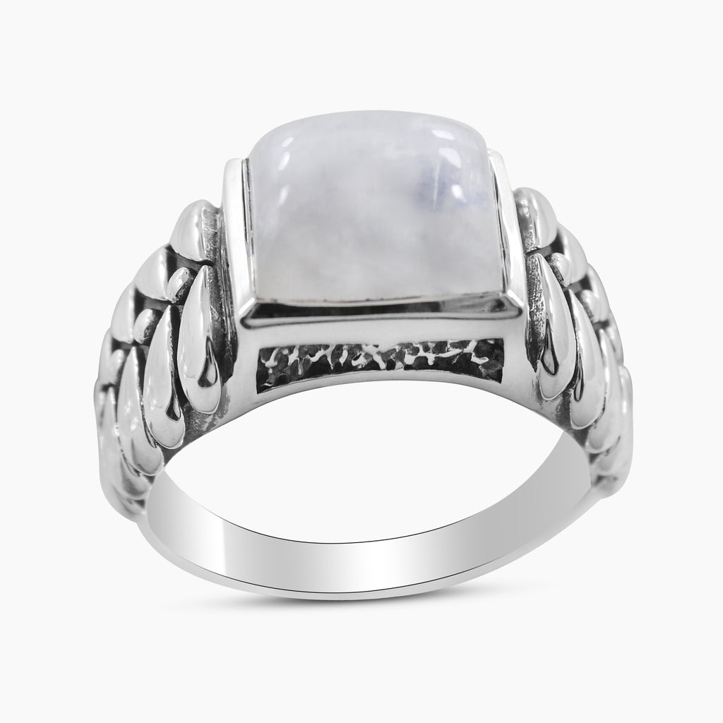 Rainbow Moonstone Silver Rings