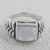 Rainbow Moonstone Sterling Silver Bridal Ring