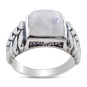 Rainbow Moonstone Silver Rings