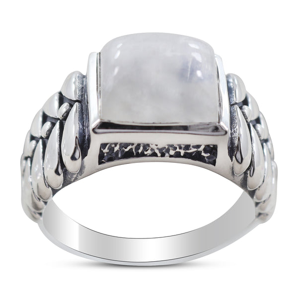 Rainbow Moonstone Silver Rings