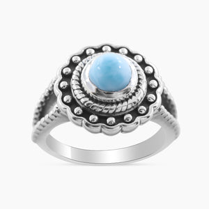 Natural Larimar Silver Rings