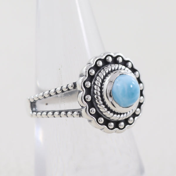 Natural Larimar Silver Ring