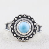 Natural Larimar Silver Ring