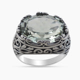 Natural Green Amethyst Silver Ring