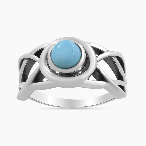 Natural Larimar Silver Ring