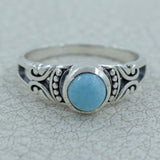 925 Sterling Silver Larimar Gemstone Ring