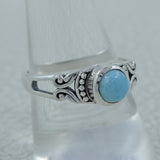 925 Sterling Silver Larimar Gemstone Ring