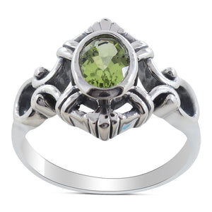 Natural Peridot Gemstone Silver Rings