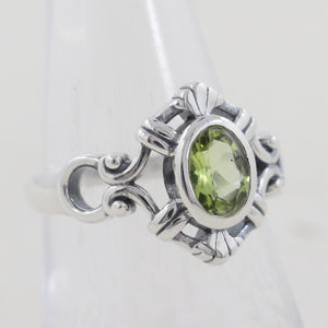 Natural Peridot Gemstone Silver Rings
