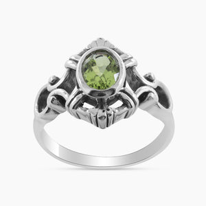 Natural Peridot Gemstone Silver Rings