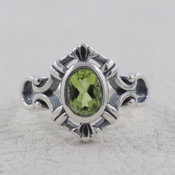 Natural Peridot Gemstone Silver Rings