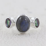 Natural Labradorite Silver Ring