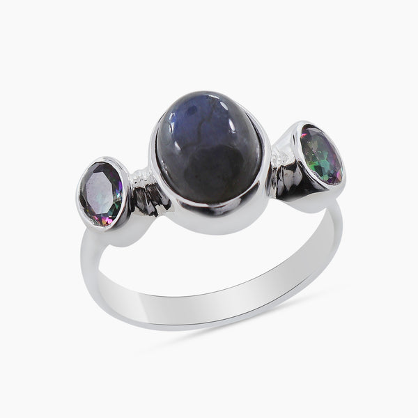 Natural Labradorite Silver Ring