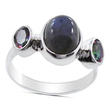 Natural Labradorite Silver Ring