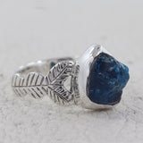 Natural Neon Apatite Silver Ring