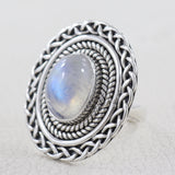 Rainbow Moonstone Sterling Silver Women Designer Rings