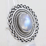 Rainbow Moonstone Sterling Silver Women Designer Rings