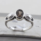 Natural Smokey Quartz Silver Ring