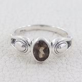 Natural Smokey Quartz Silver Ring