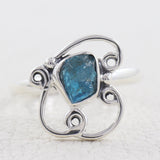 Natural Neon Apatite Silver Ring