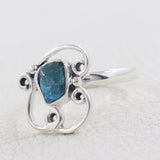 Natural Neon Apatite Silver Ring