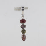 Natural Tourmaline With Multi Color Gemstone Silver Pendants