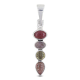 Natural Tourmaline With Multi Color Gemstone Silver Pendants